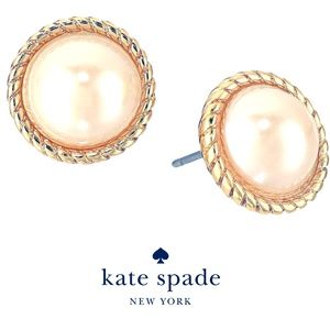NWT Kate Spade Pearl Button Earrings Gold